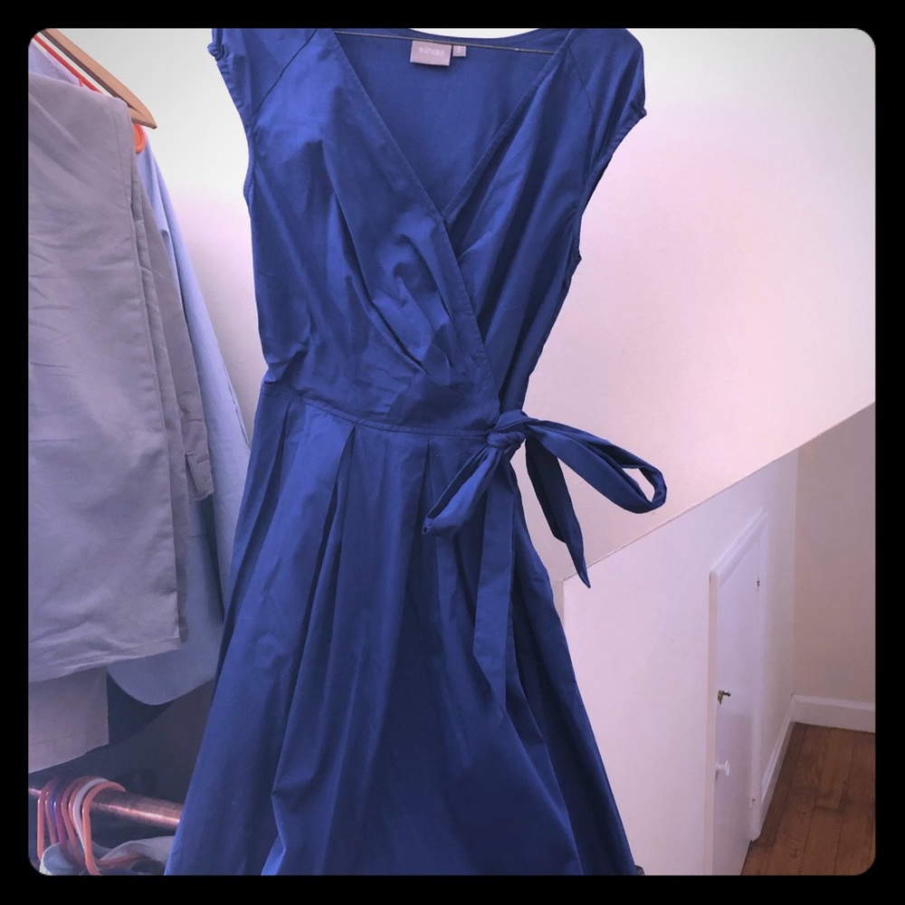 Blue fit and flare dress